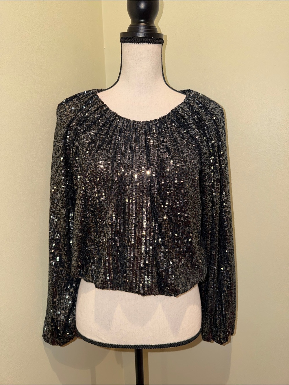 Endless Rose Black Sequin Long-Sleeve Pullover size small NWT